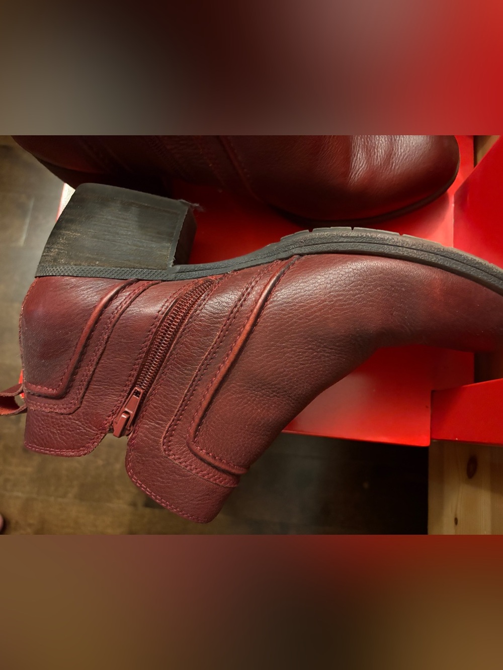 Cobb Hill by New Balance Women's Red Leather Ankle Booties - Picture 7 of 7